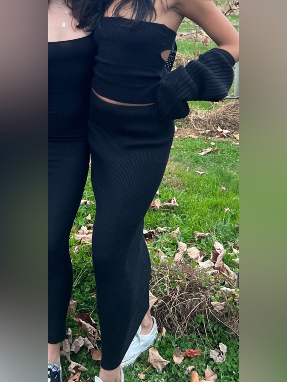 Charcoal USA - Black Ribbed Knit Two-Piece Set